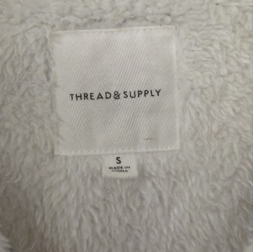 Thread & Supply Gray Pin Striped Sherpa Lined Vest Size Small Like New - Picture 3 of 7